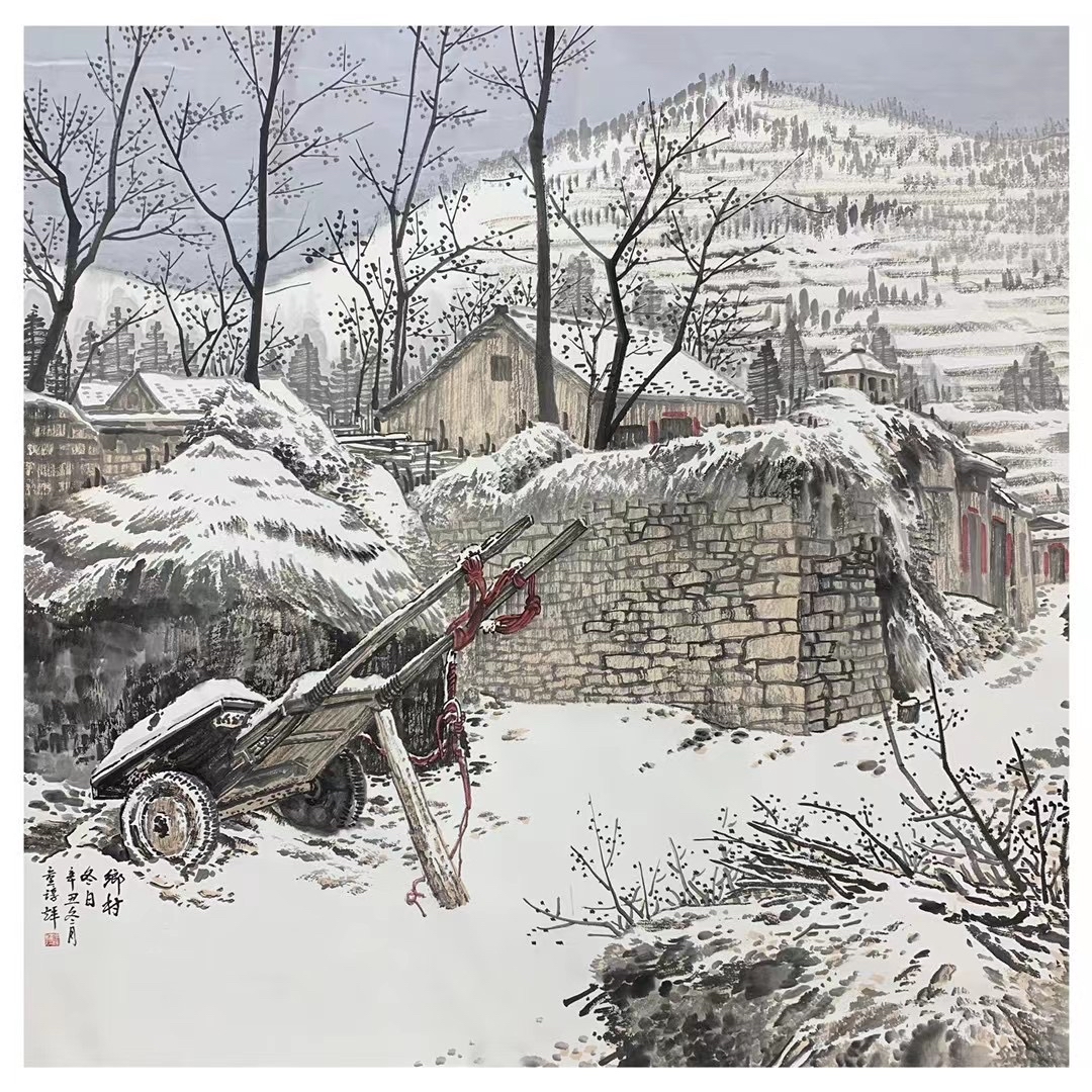 童谆辉乡愁系列雪景山水画作品浅赏