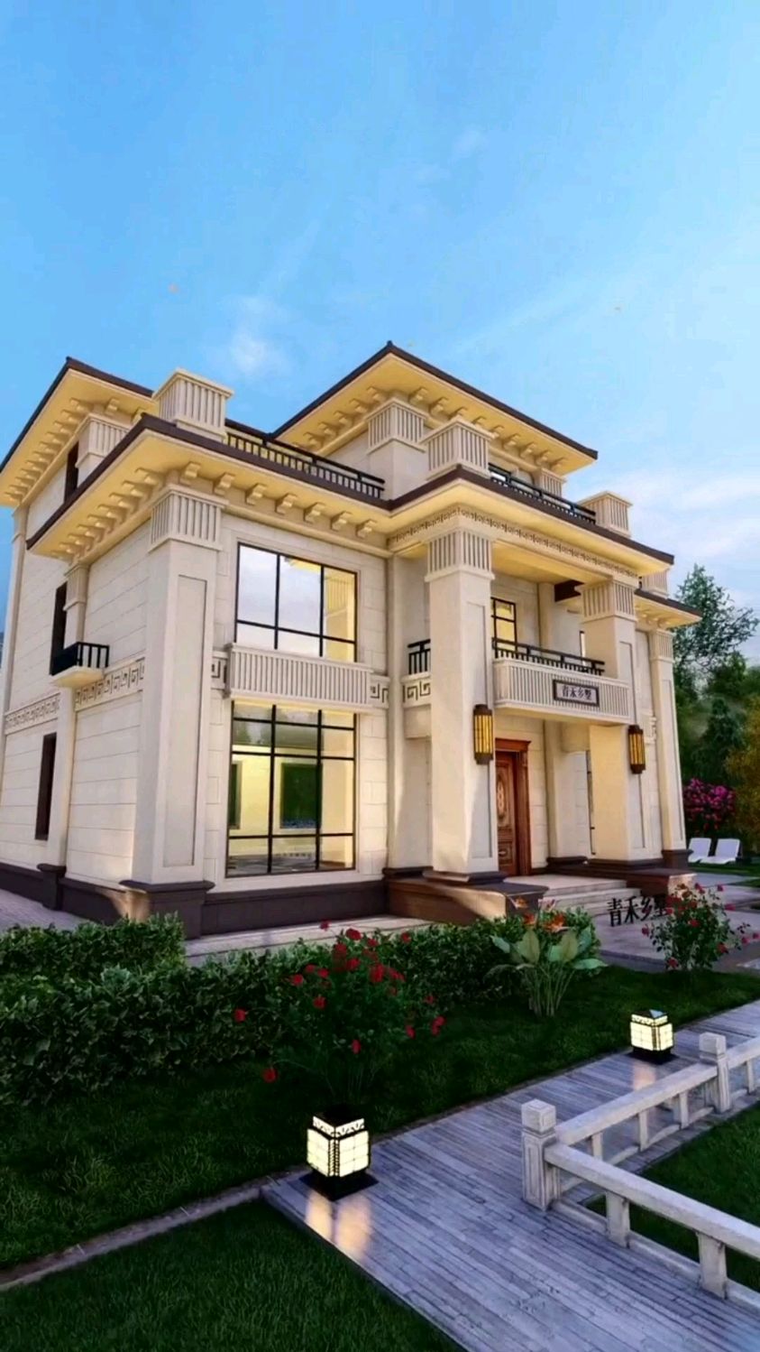 农村建房,开间15米,试试建一栋这样的三层欧式风格豪华别墅,6室3厅带
