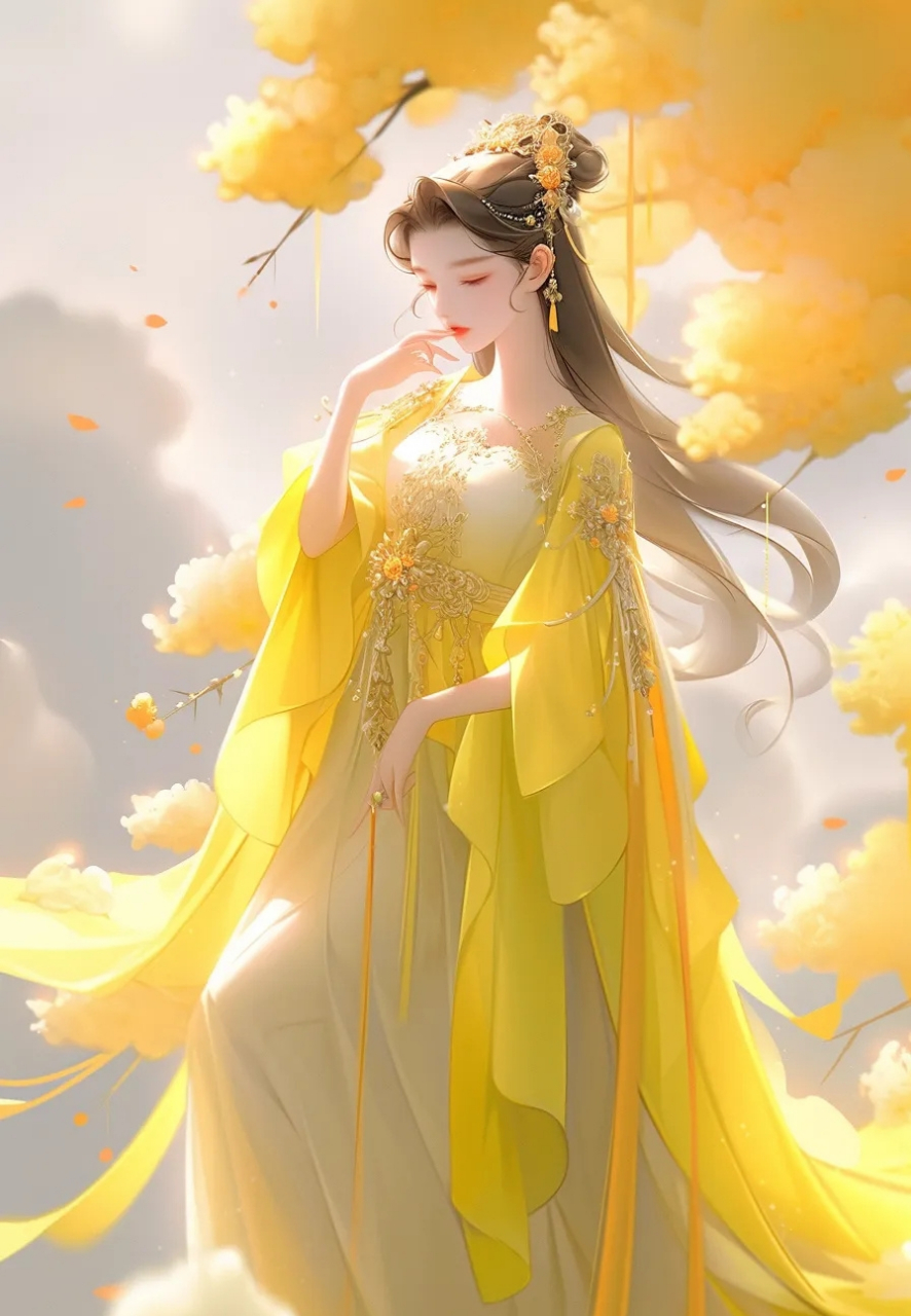 古风清雅黄衣系美人头像