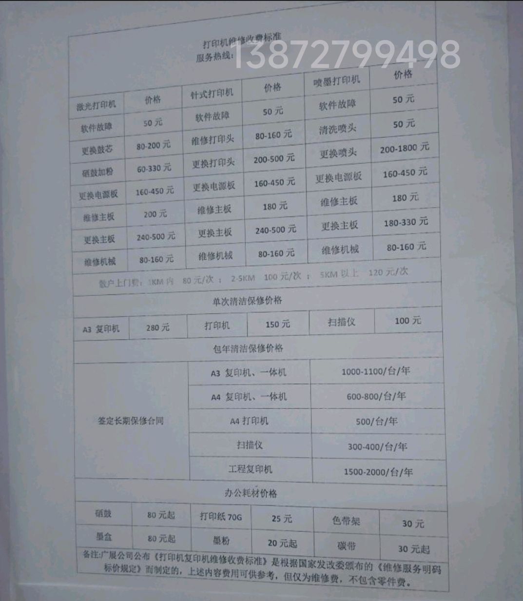 十堰打印机维修是怎么收费的?