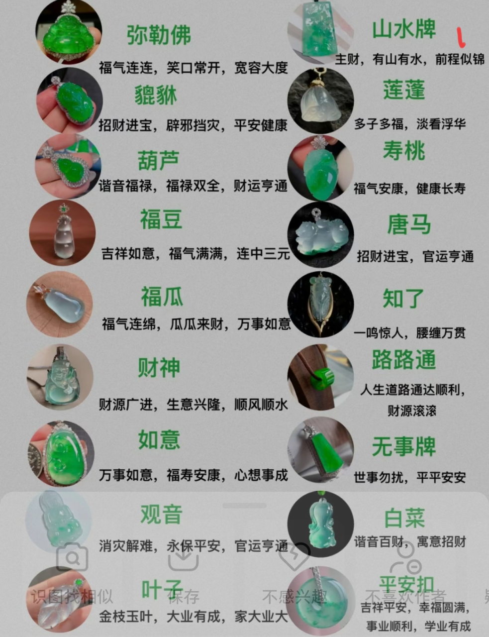 带你一张图看懂翡翠雕刻题材寓意!