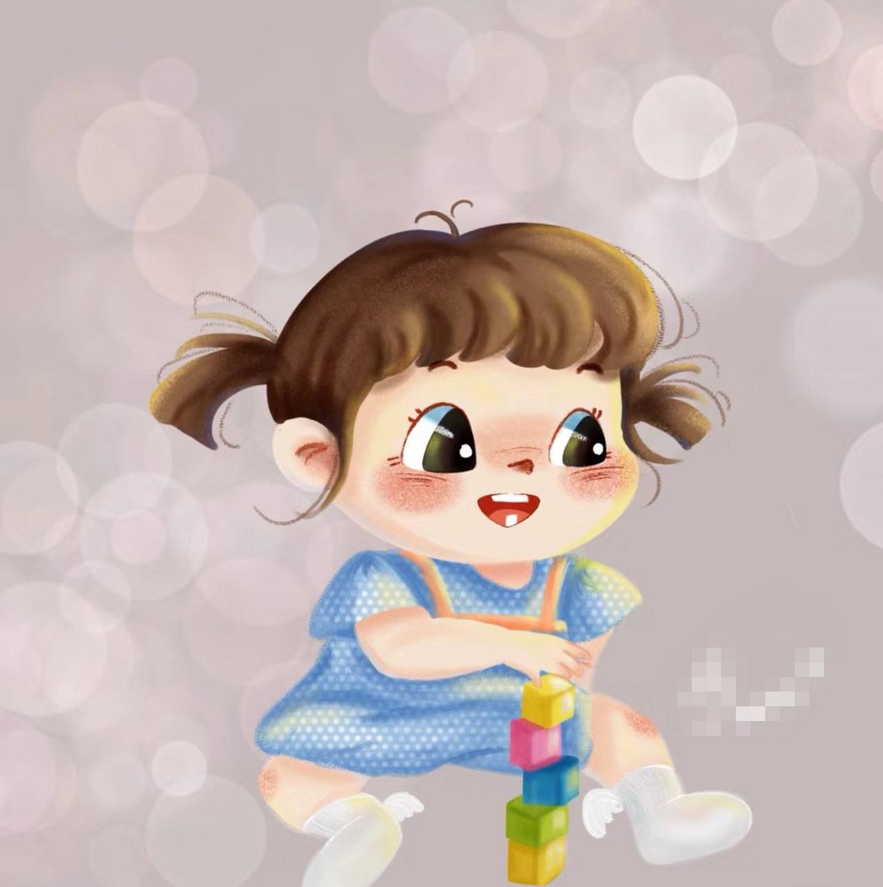 手机 掉地上,屏幕摔碎了  这时我看了看不远处坐地上玩积木的小侄女