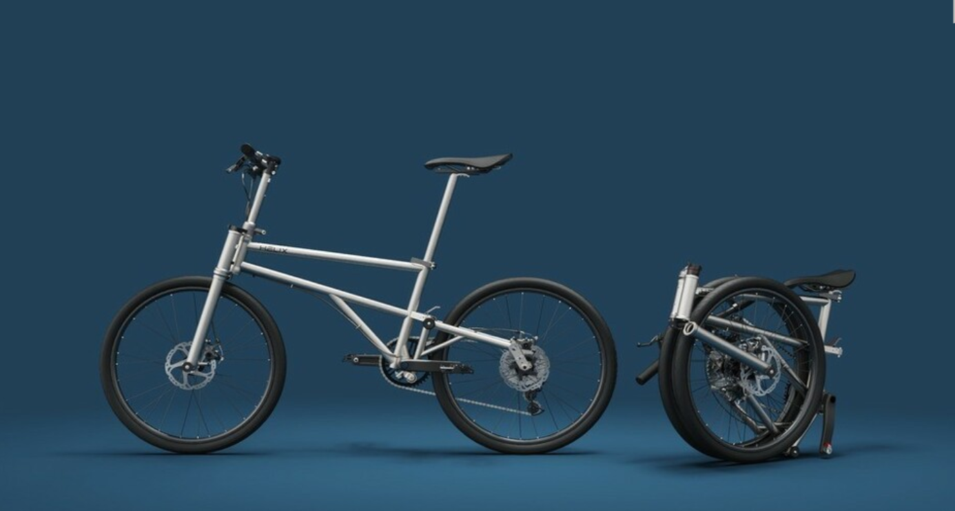 它非常小巧轻便!钛制折叠自行车"helix"