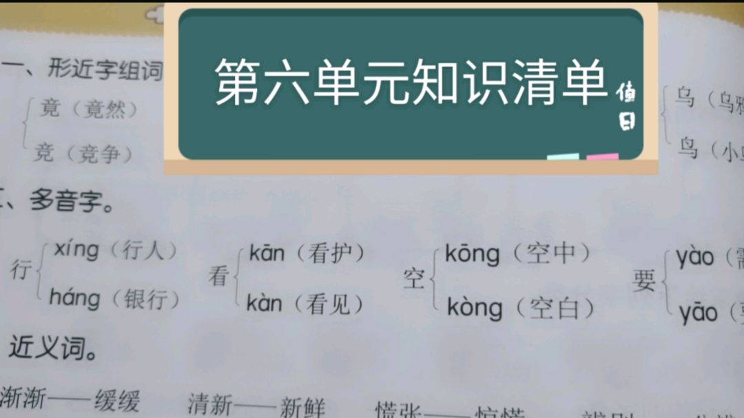 [图]二年级语文下册第六单元需要掌握的知识点清单,建议收藏分享