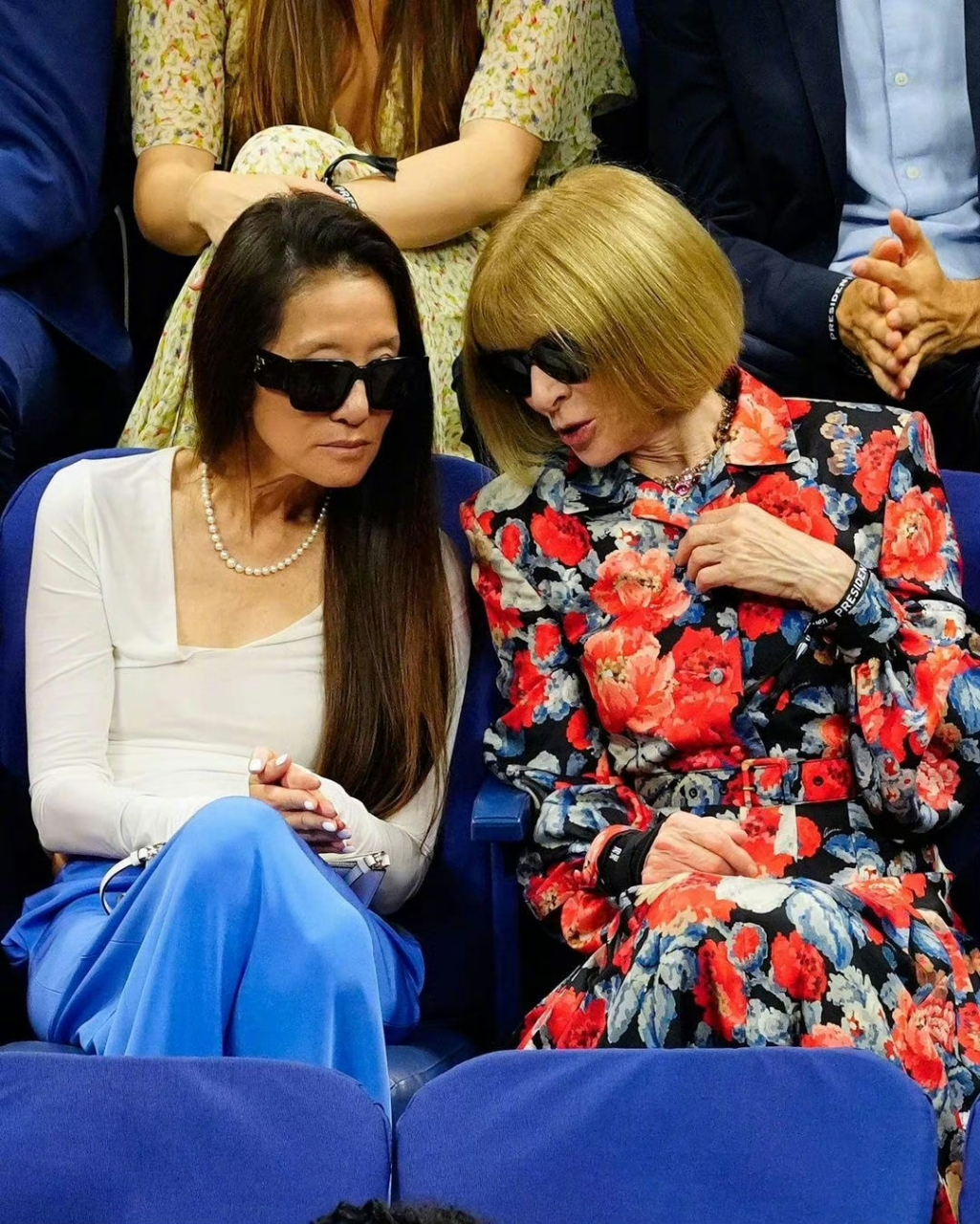 74岁的王薇薇vera wang和73岁的安娜·温图尔anna wintour同台观看