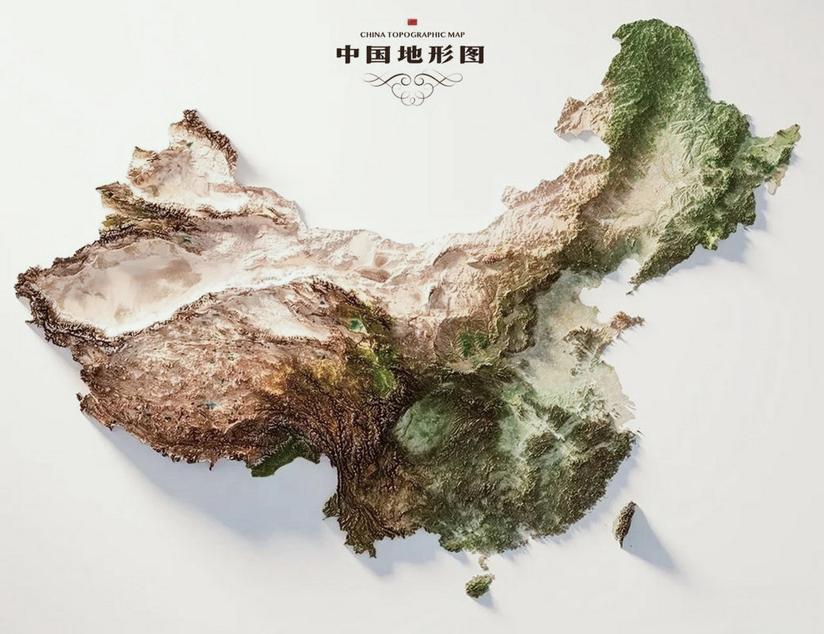 中国地形地势立体图