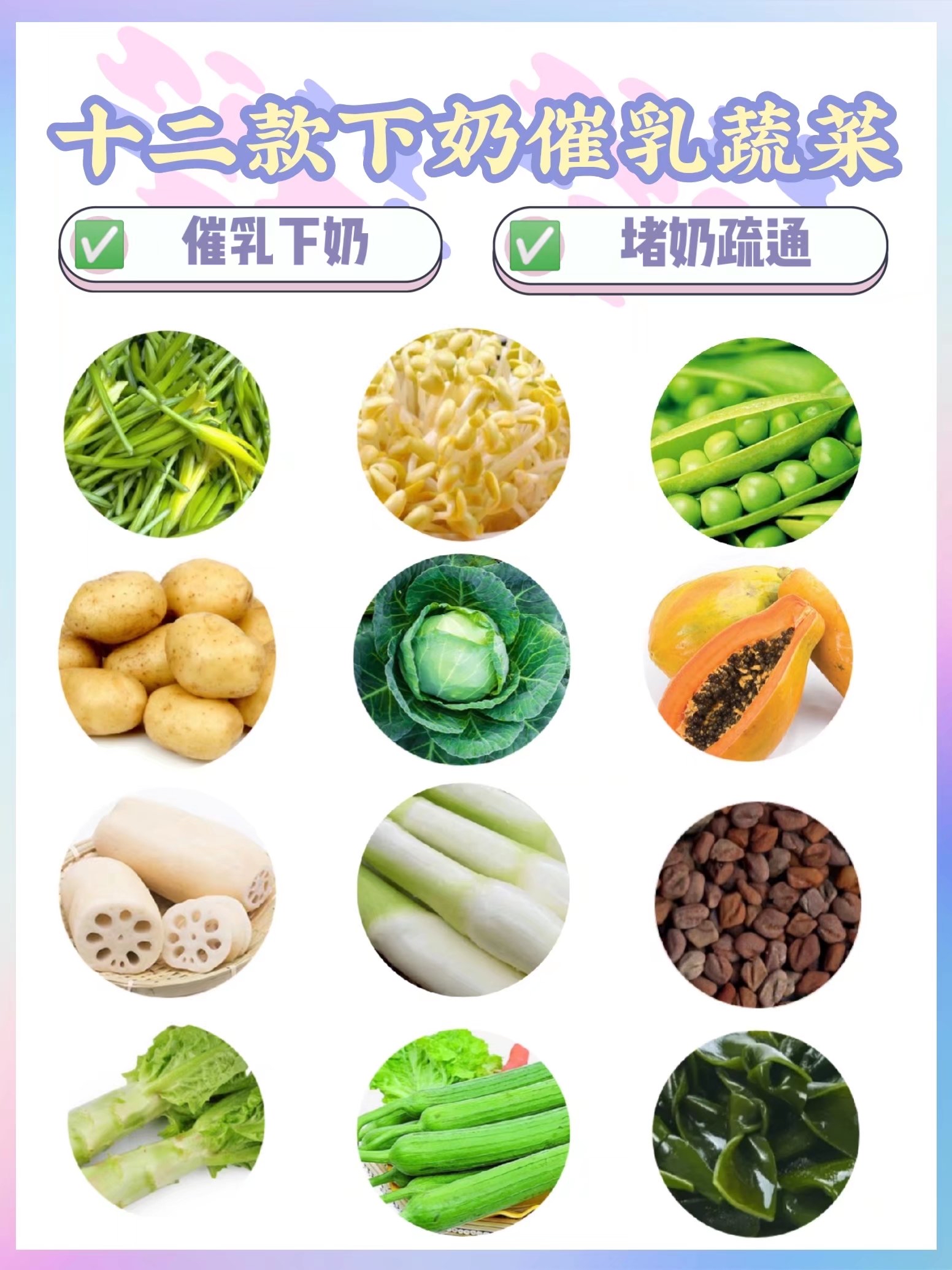 十二款催乳下奶蔬菜附堵奶通乳处理方法