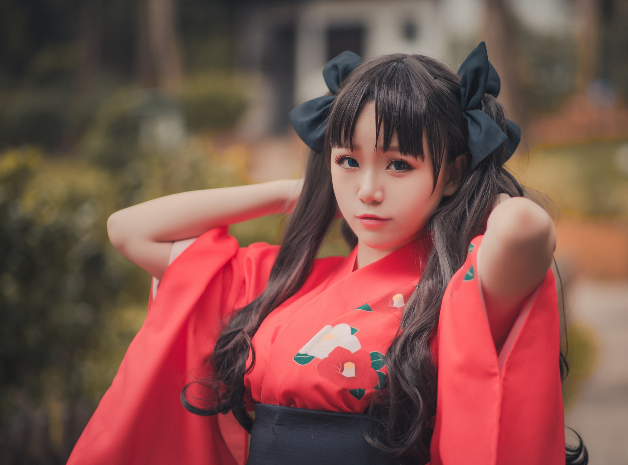 cosplay:远坂凛,呆毛王,伊莉雅,间桐樱和黑呆,五人穿和服同框