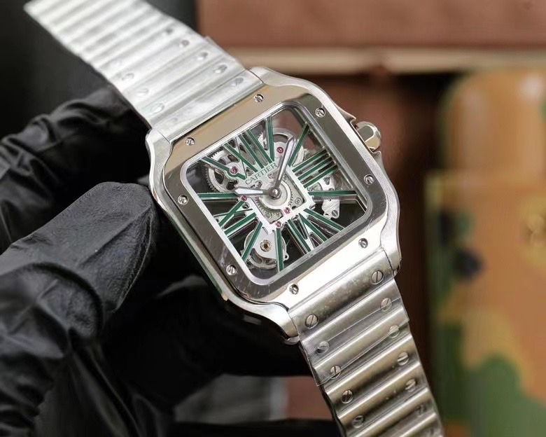 卡地亚山度士镂空系列瑞士eta机械机芯