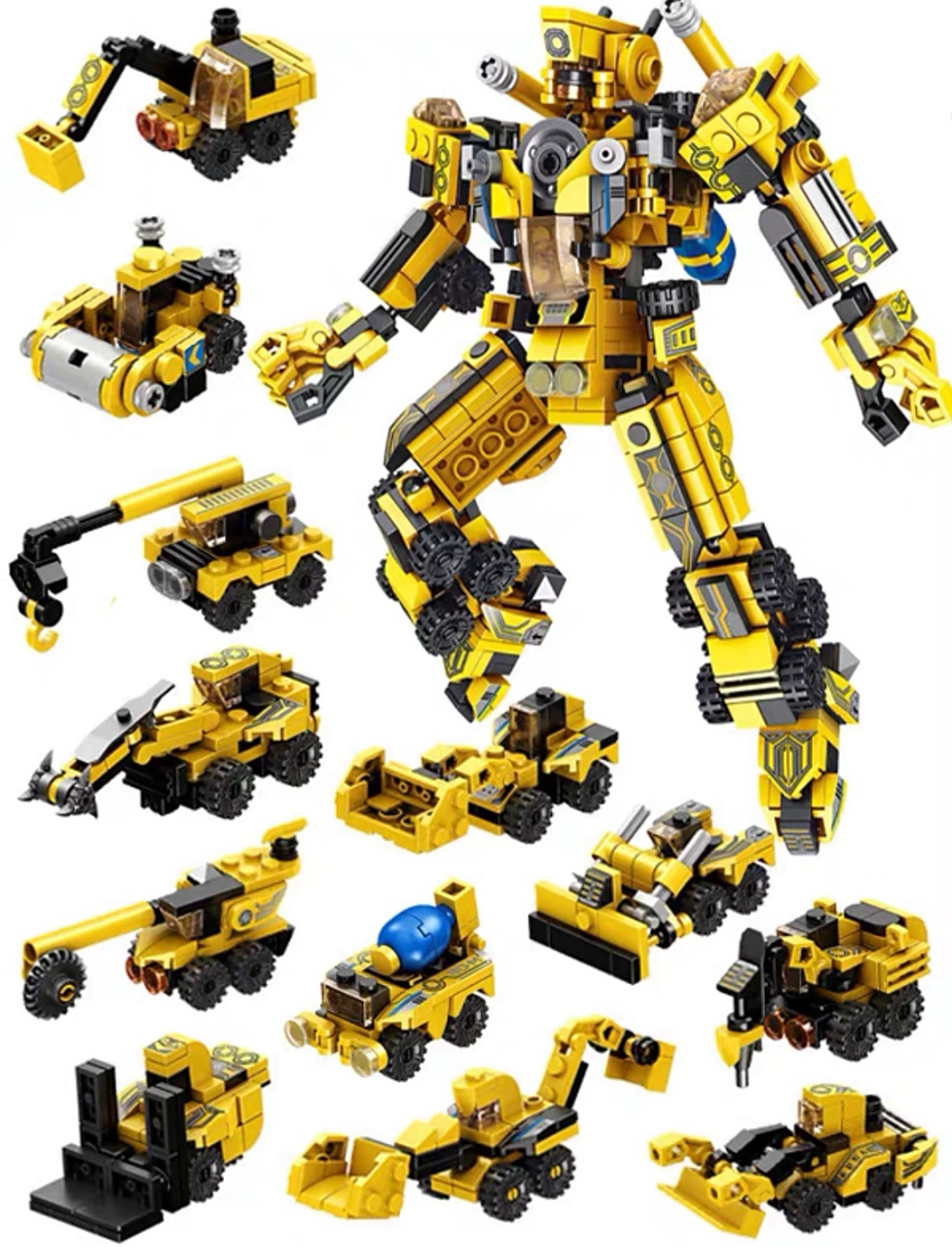 特警城市工程消防变形机甲机器人金刚儿童益智拼装男孩玩具积木摆件!