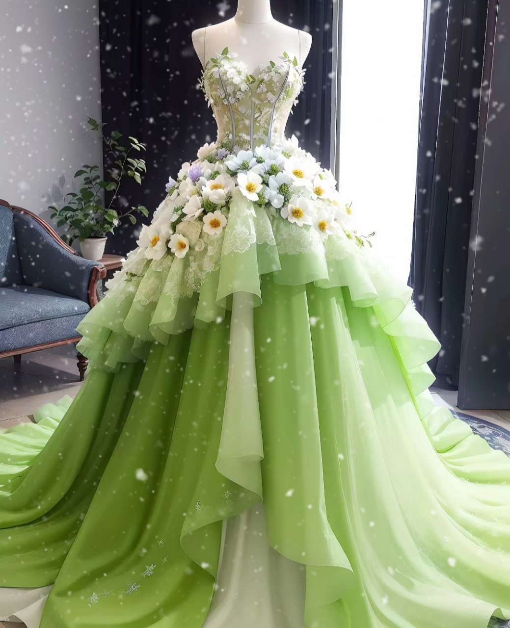 漂亮的绿色婚纱裙#周杰伦演唱会