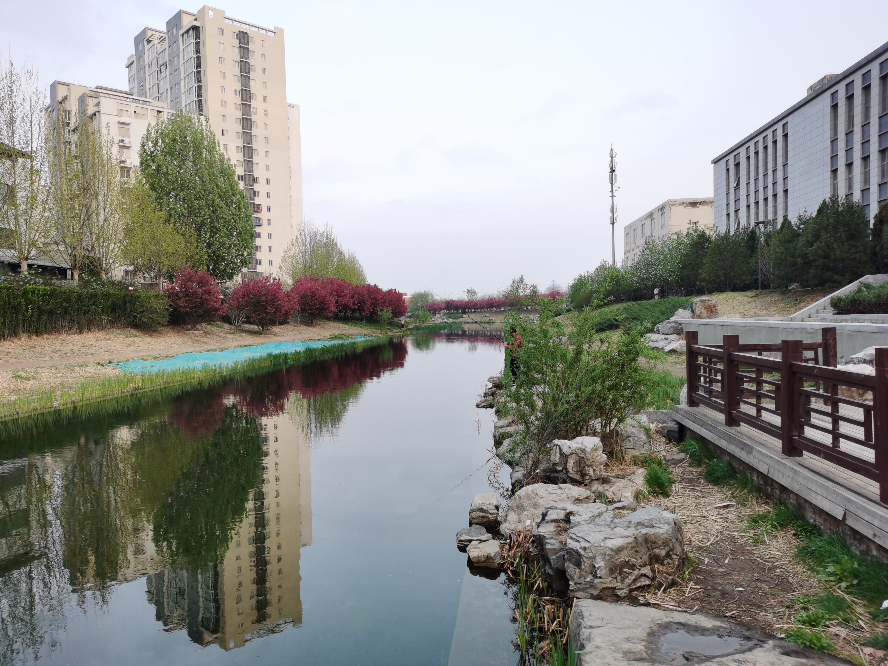 春天的萧太后河公园适合去赏花看瀑布