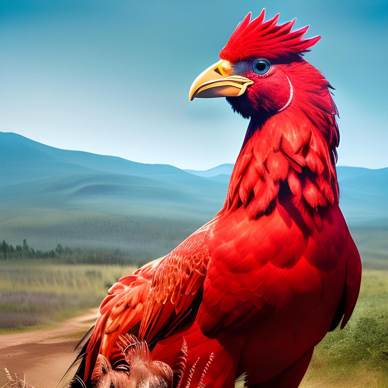 遇见一只大红公鸡(一鸣惊人,鸿运当头)#大公鸡# #公鸡