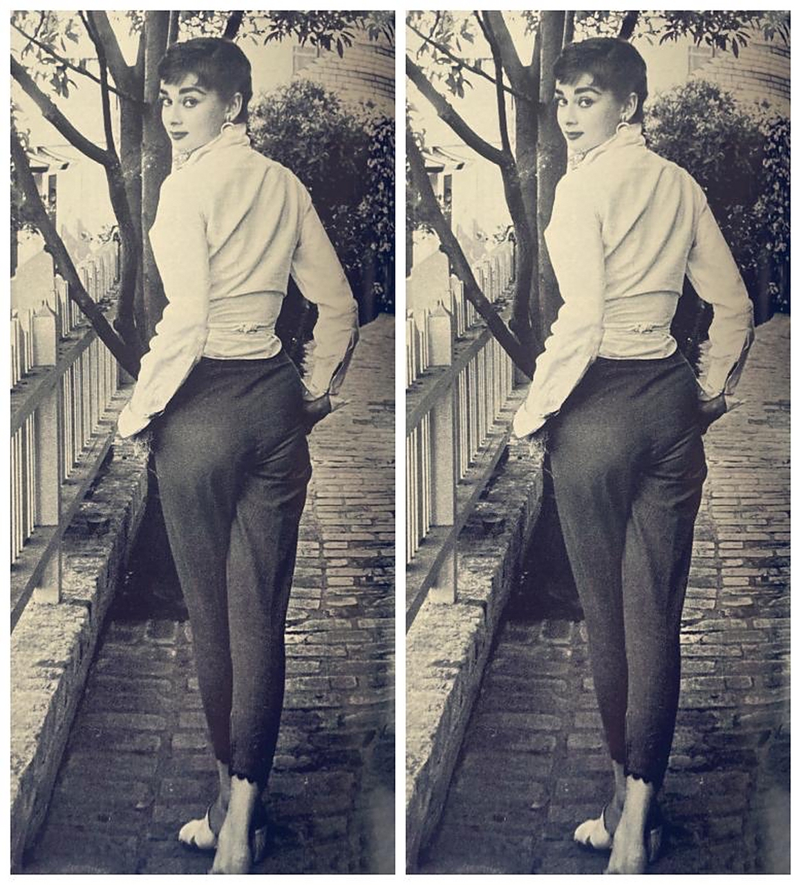 1953年,法国,回眸一笑百媚生的赫本女士,这背影,秒杀所有.