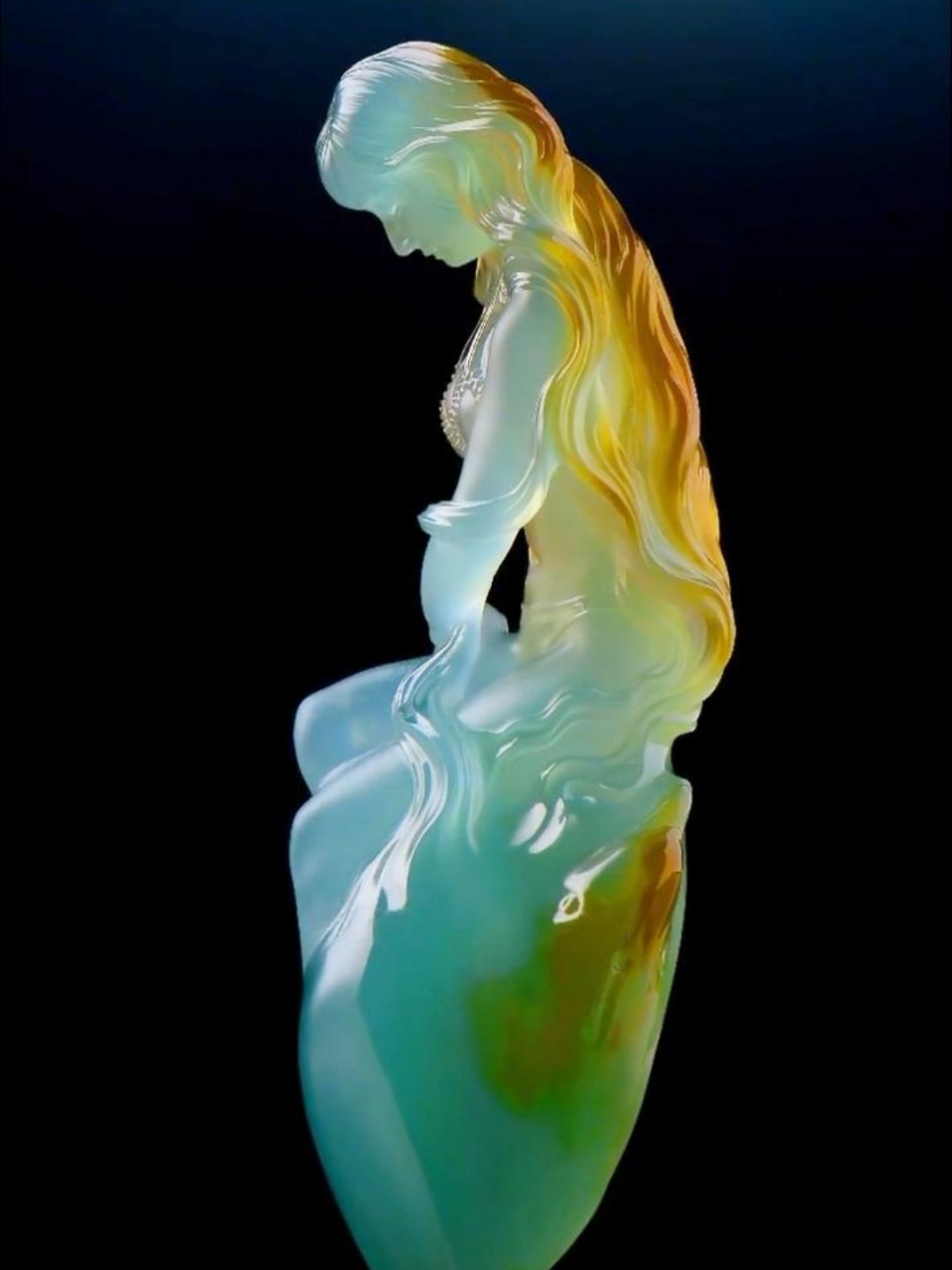 翡翠中的颜值天花板,今天给各位翠友分享一件大师雕刻的作品——《海