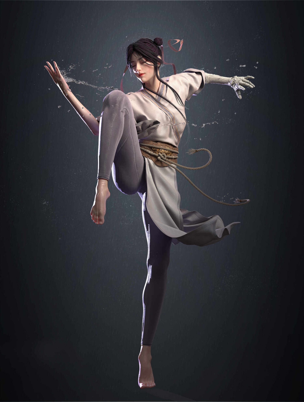 功夫少女,运水成舞,上zbrush官网顶排啦～|||#动漫# #街霸