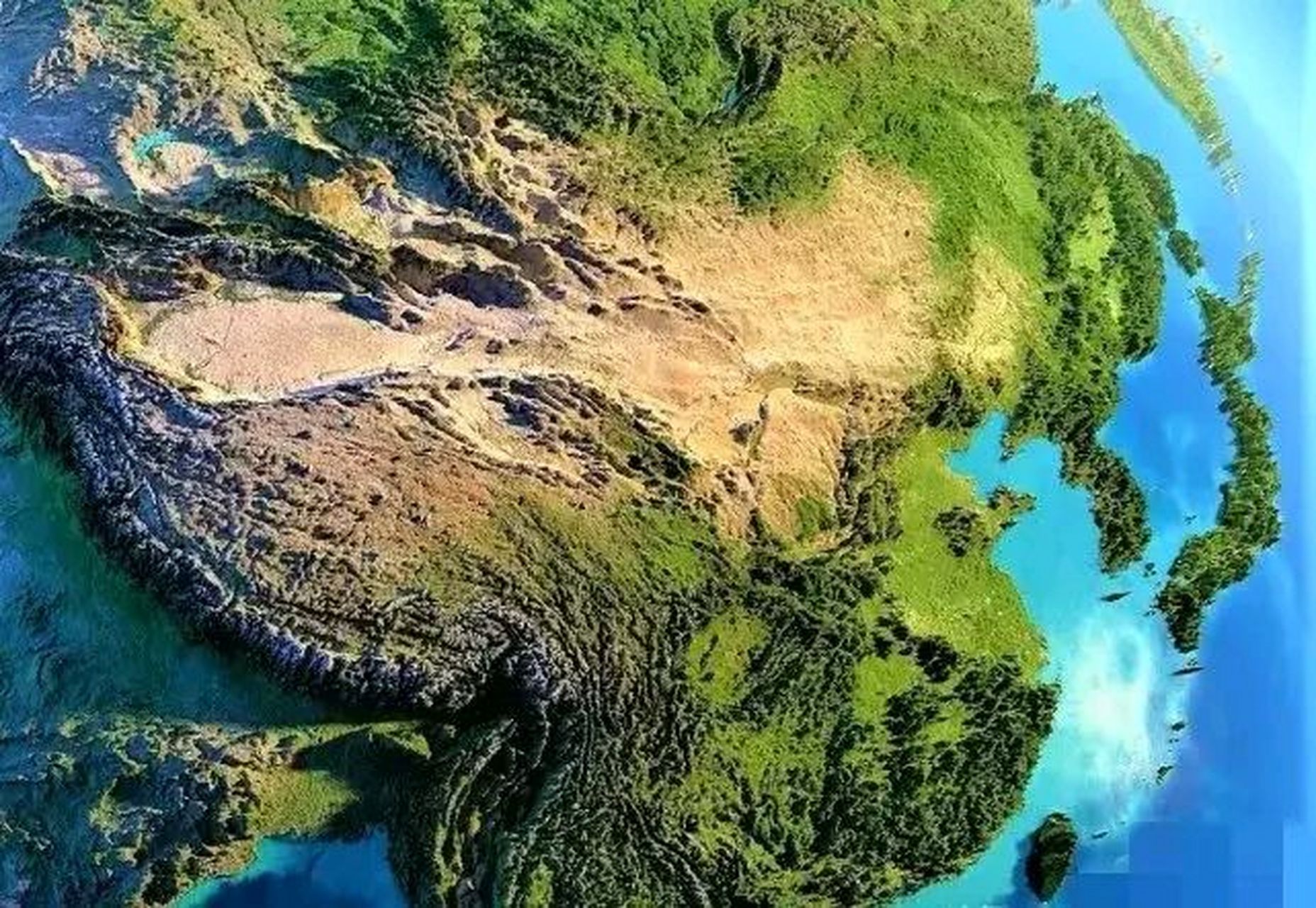 看东亚大陆的地形图,虽然略有缺憾,但是前人的努力的确已经做到极限了