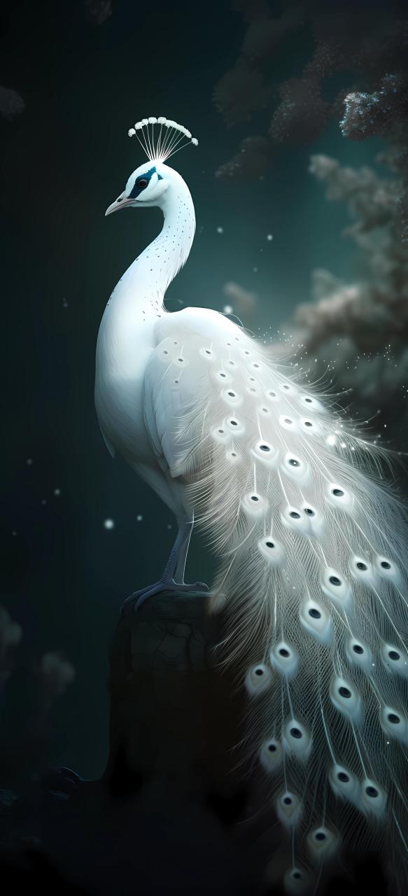 高清白孔雀全屏手机壁纸,见者发财撞大运 #4月创作打卡挑战赛