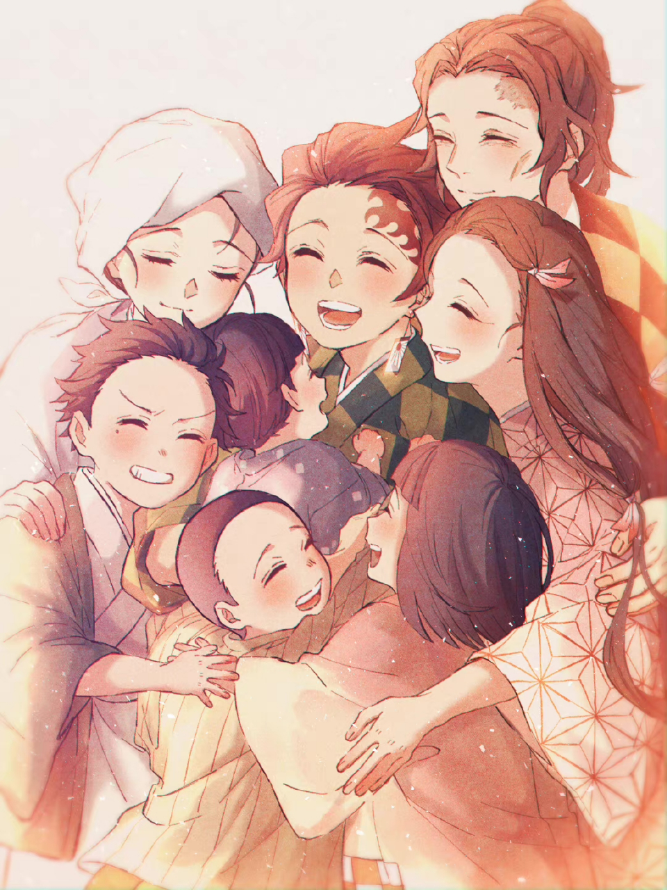 鬼灭之刃# 鬼灭 灶门炭治郎一家,会让人流泪的全家福#插画