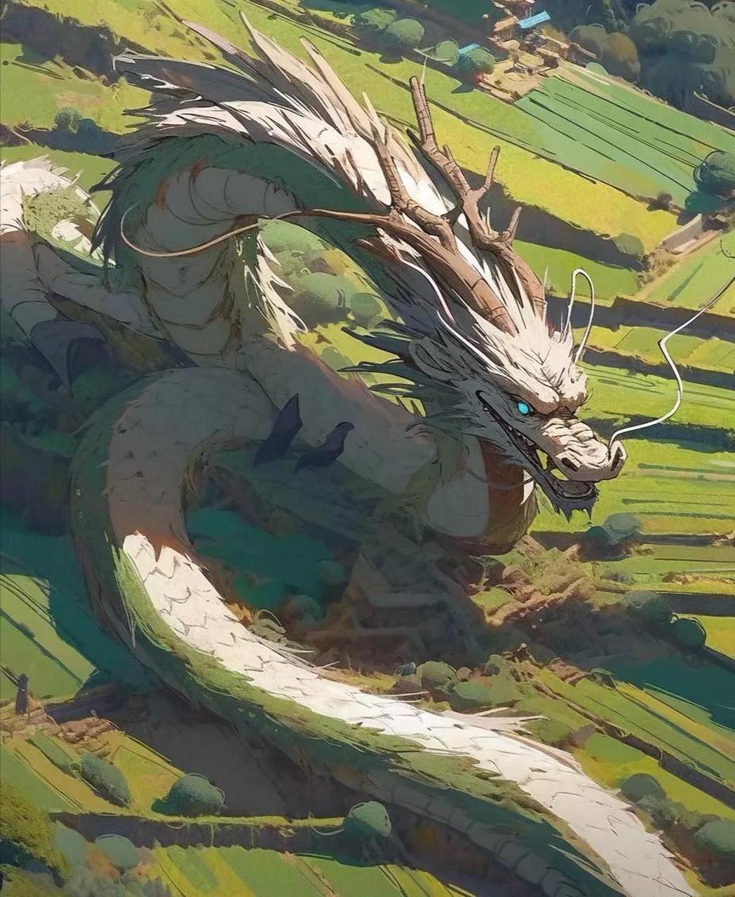 一组主题名为"见龙在田"的中国龙插画,by 魔幻衣橱.