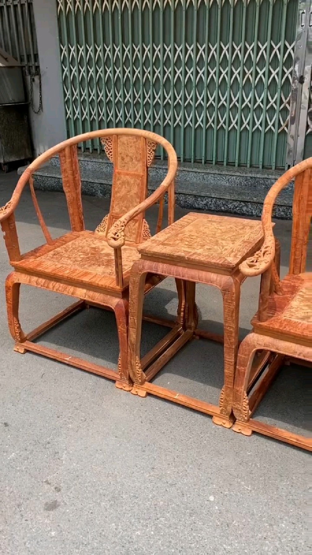 缅花树瘤(特纹)皇宫椅三件套