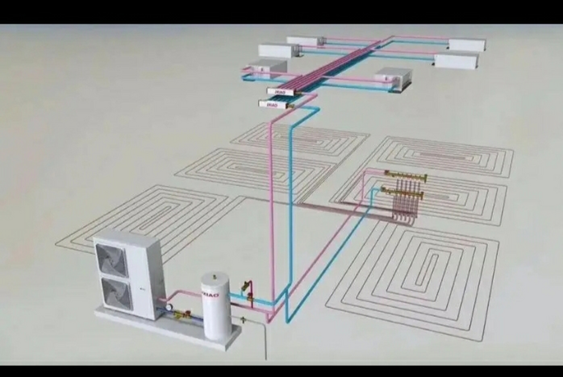 空气能地暖 空调怎么安装 空气能地暖空调安装示意图