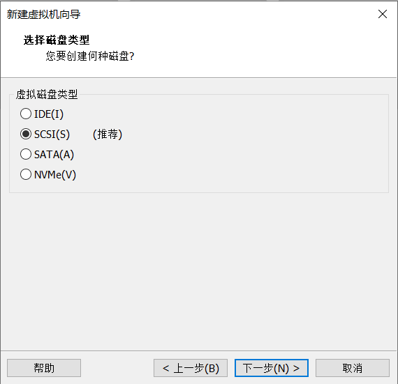 磁盘类型选择 「SCSI」 