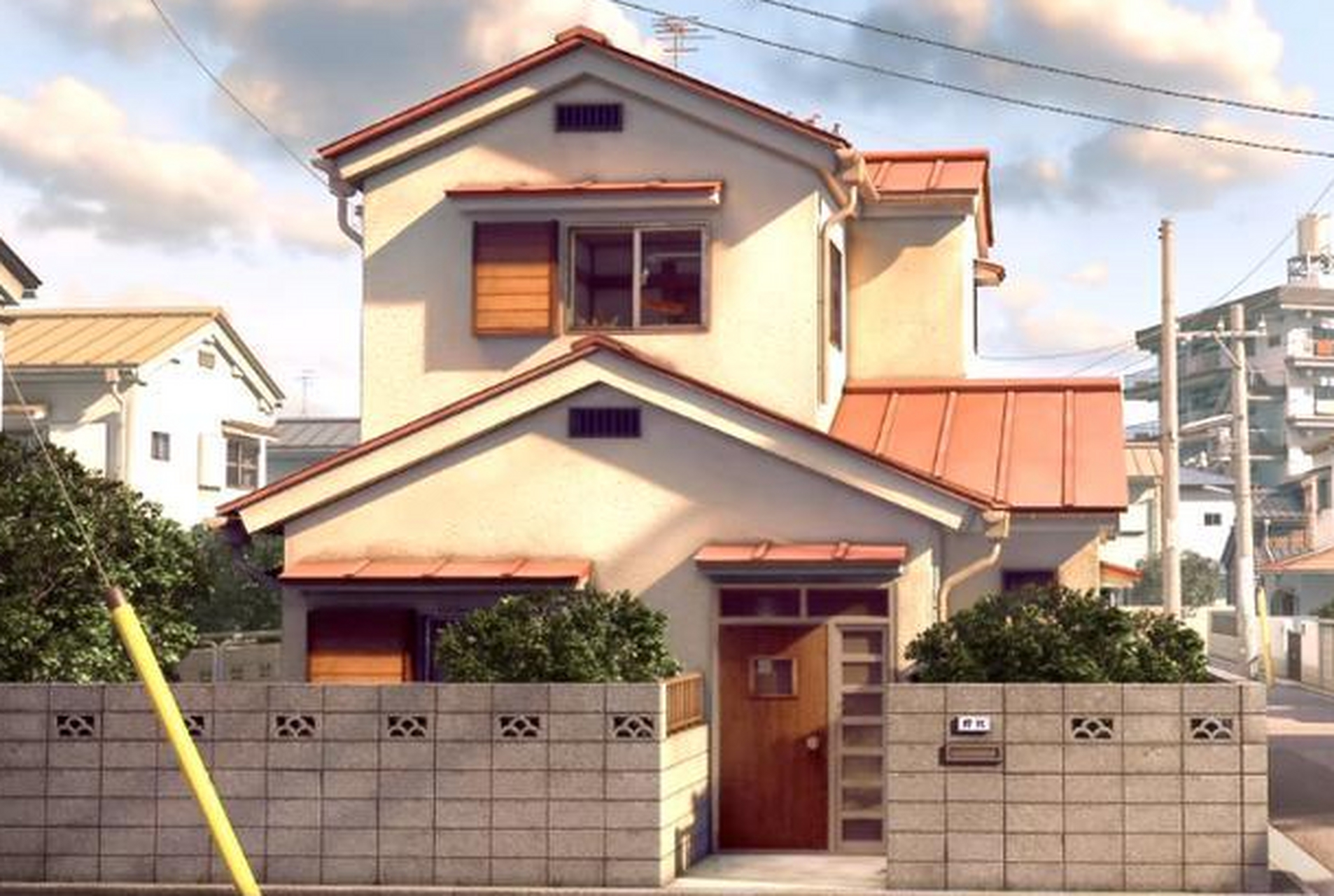 大雄家位于日本东京都练马区月见台,是一栋两层的木构造住宅,外观是