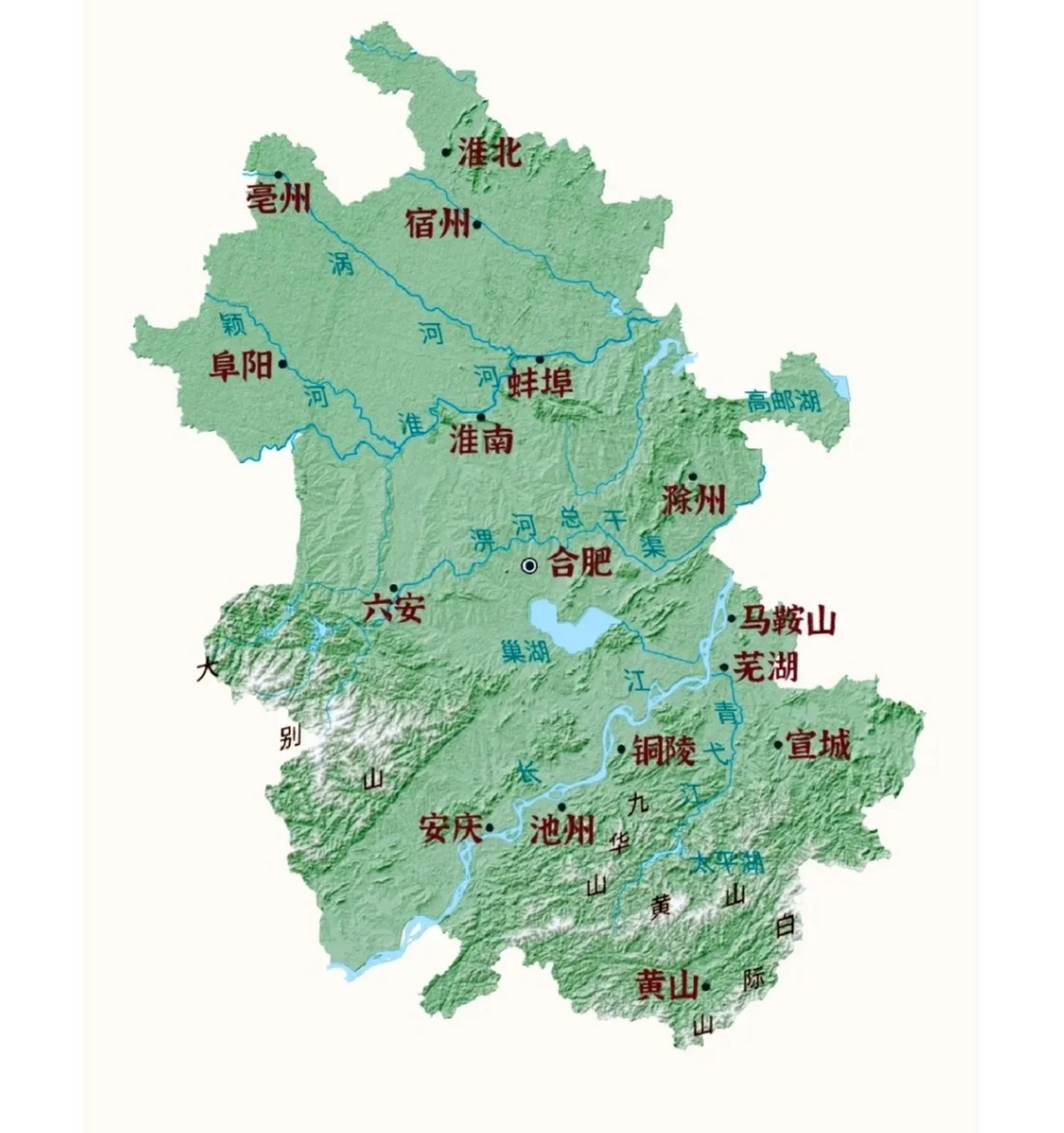 安徽省地形示意图