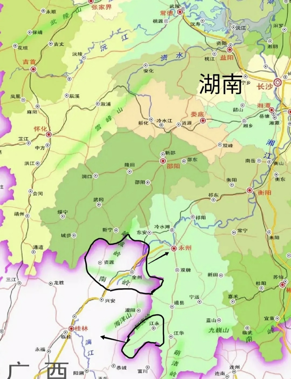 有网友建议将全州,资源两县划归湖南,江永县划归广西.