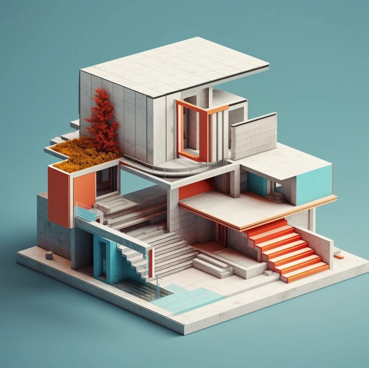 由清华大学ai设计团构建的微型建筑模型