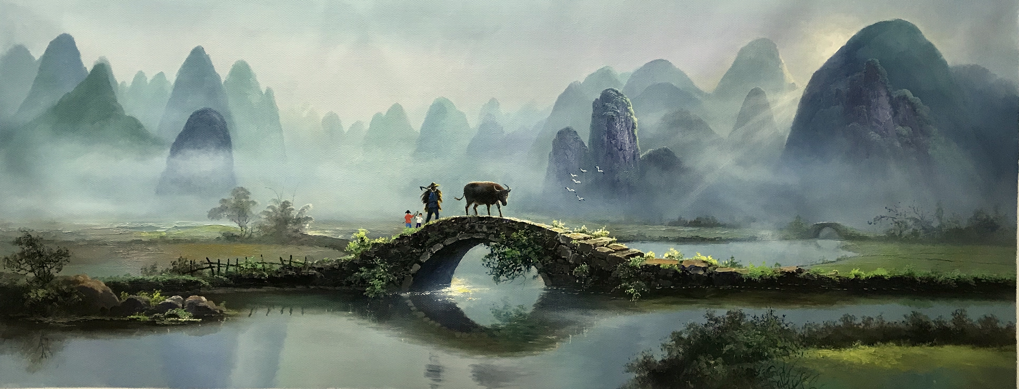 龍蟠桂林山水風景油畫作品集