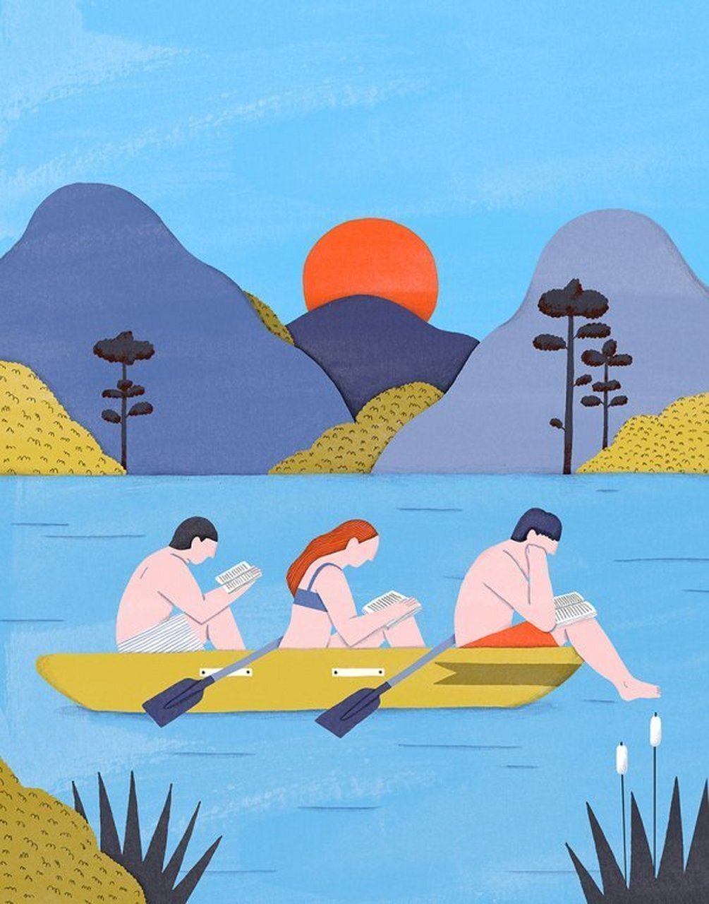 插画师anna k02vecses的极简风插画作品,anna喜欢用丰富的颜色,一张