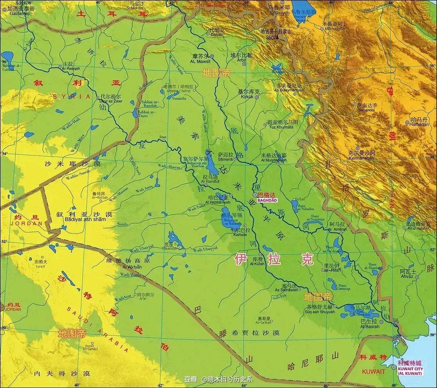 中东地形图 伊拉克如果有足够的水资源,就是中东最好的土地