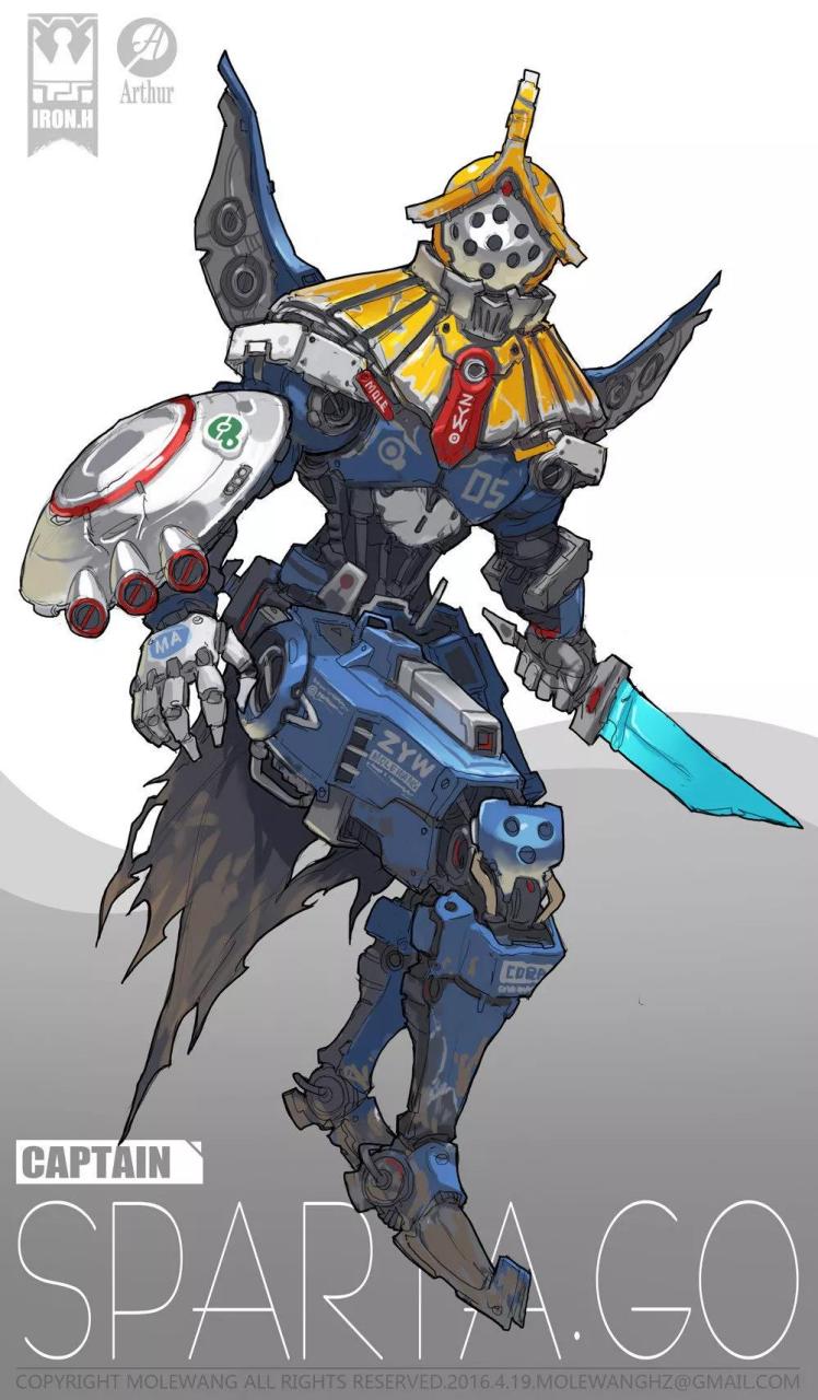 机甲骑士,by mole wang.#动漫# #插画# #动漫机甲