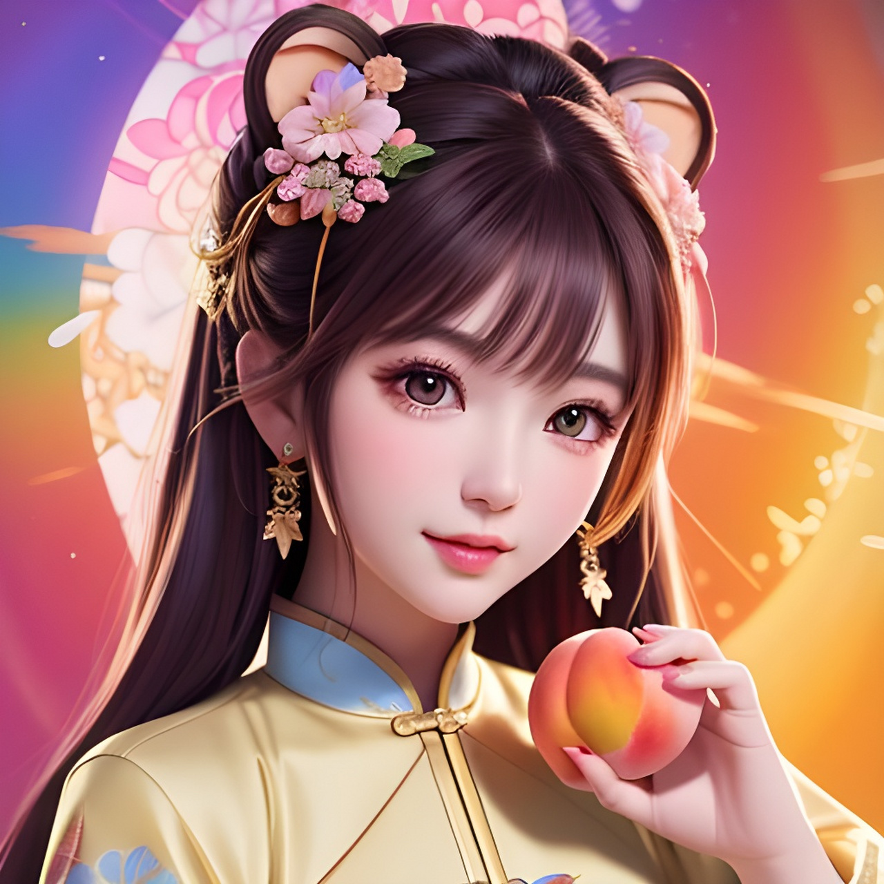 ai绘画「桃子古风头像」[比心][比心] #二次元美图#  #ai绘画#  #百度