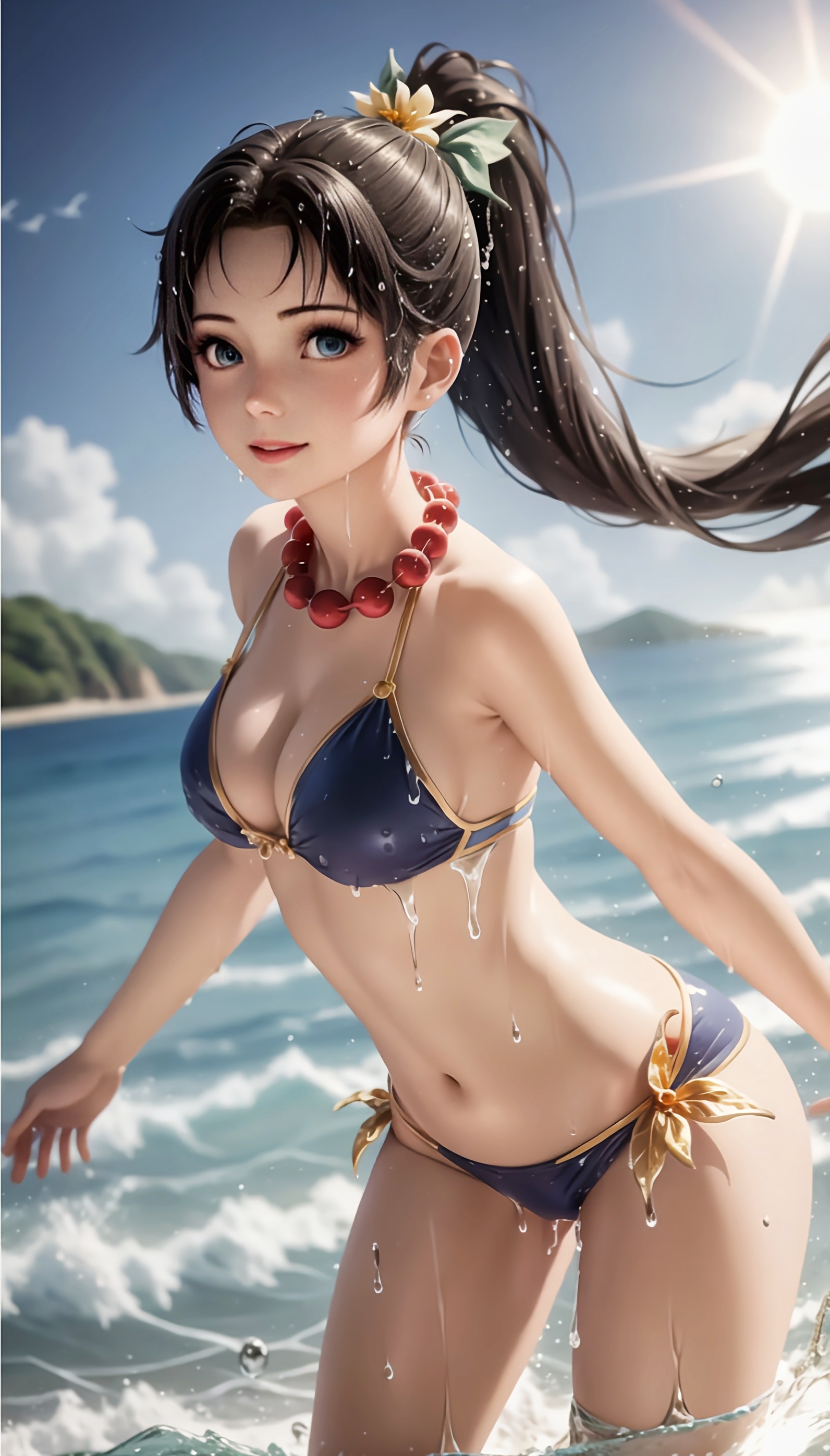 云缨来海边度假,而且穿泳装