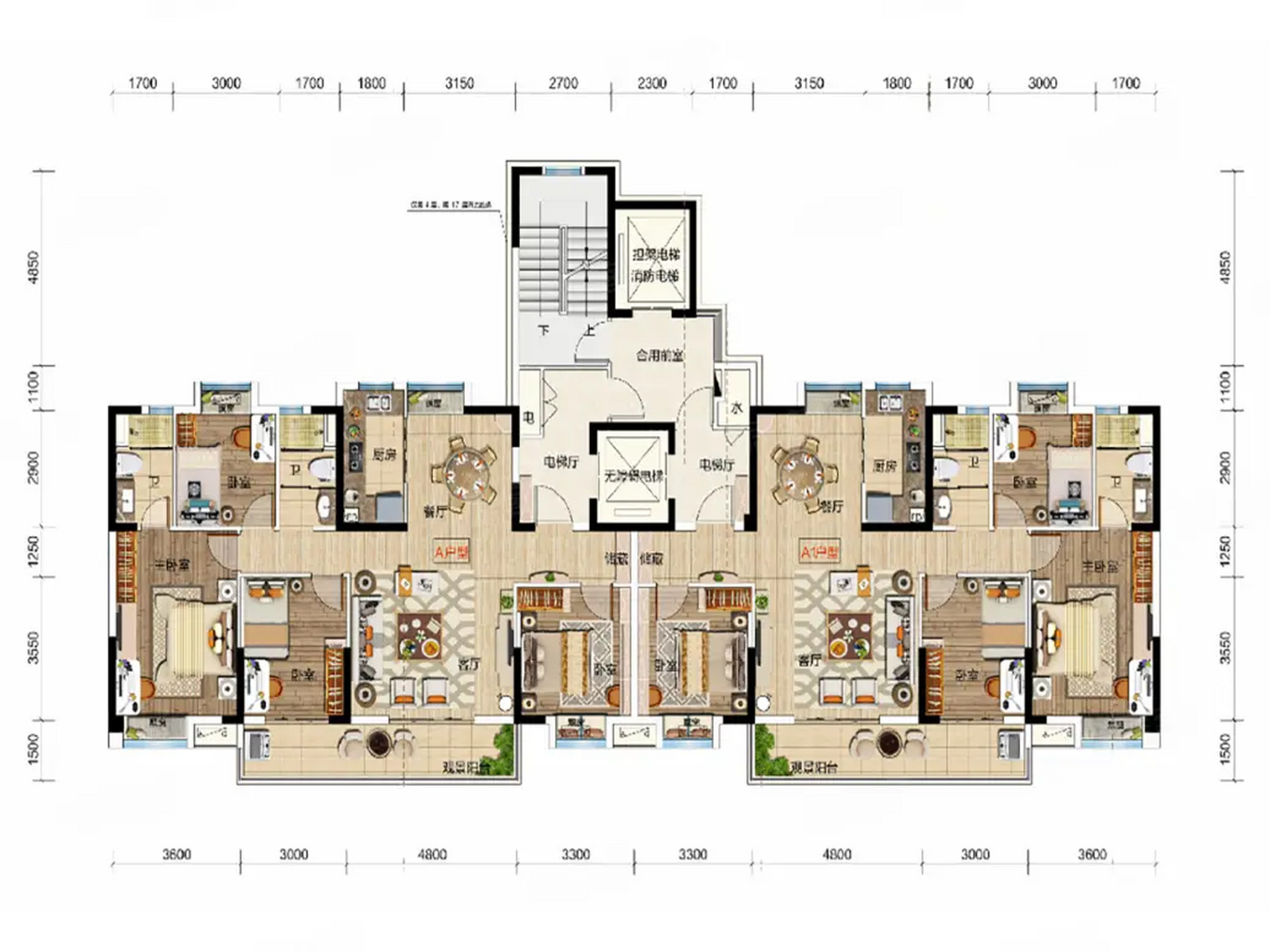 这绝对是最顶尖的低空宫殿,真的适合把两户打通,形成一个非常私密的
