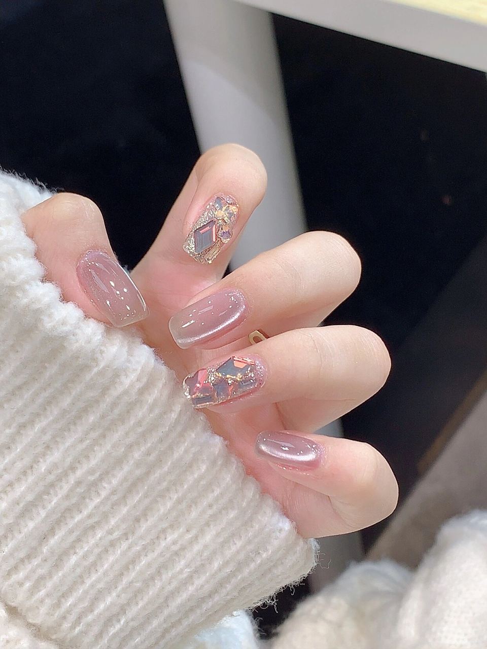 秋冬好闪的猫眼美甲  冰透美甲 温柔美甲#11月创作激励计划