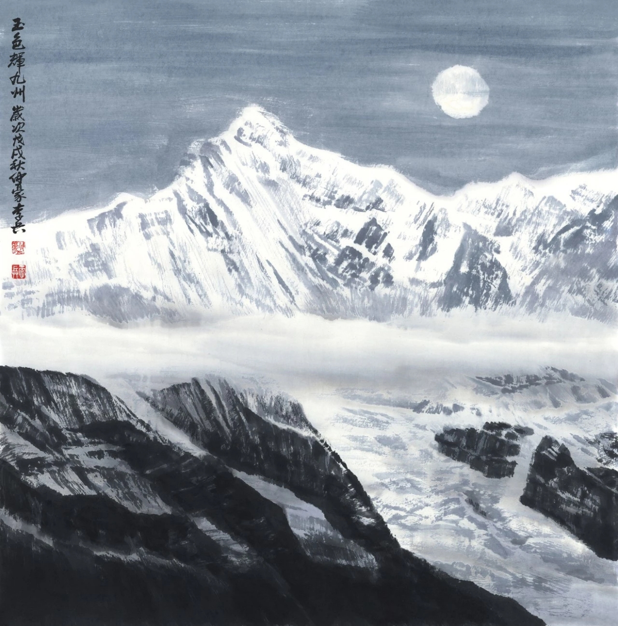 国画家|李兵的雪域高原山水画,构建了山川大脉之气!