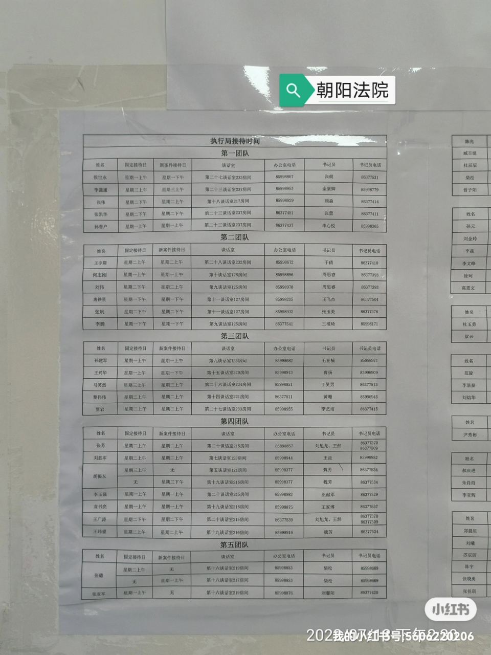 更新至2022年7月份,北京市朝阳区人民法院执行局通讯录