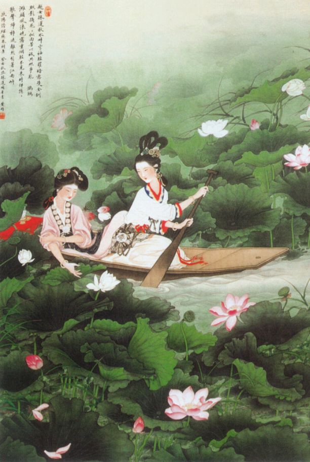 皇甫松《采莲子》初恋羞赧动心弦,碧海情波暖心间