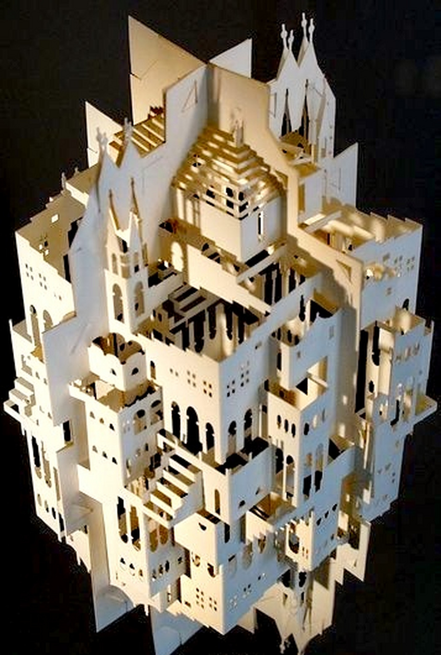 ingrid siliakus纸雕作品欣赏,用剪刀制作出复杂精美的建筑模型