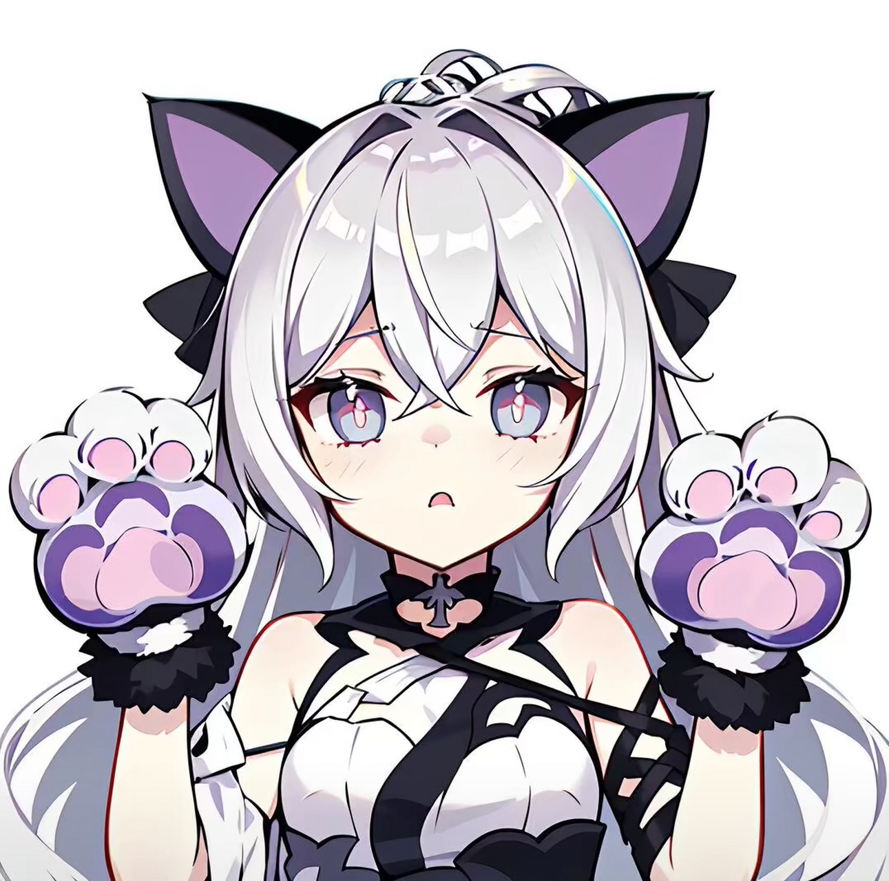 强迫布洛妮娅戴上可爱的猫猫手套……这样,大鸭鸭就变成可爱的猫猫啦