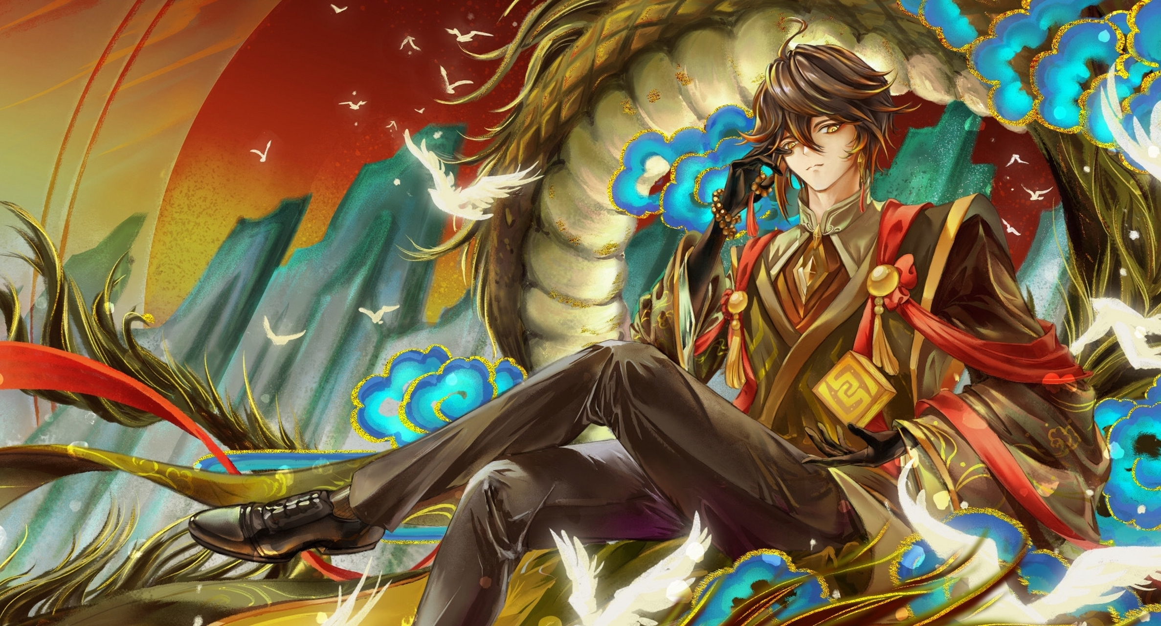 原神# 钟离-翠云伏龙帝君