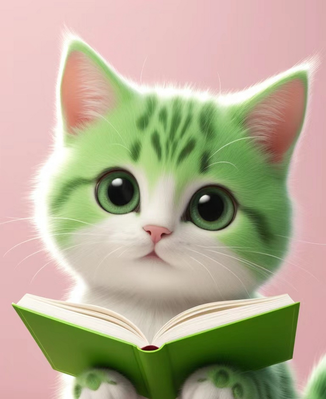 绿色小猫咪#百度创作灵感中心