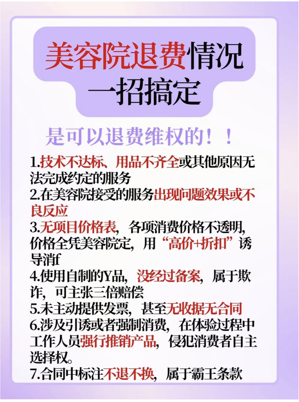 美容院退费情况一招搞定!#医美# #法律# #退款