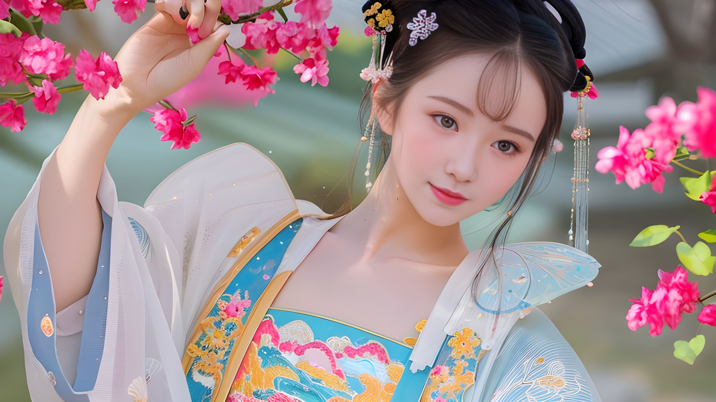 ai绘画 古装小姐姐横屏《七》