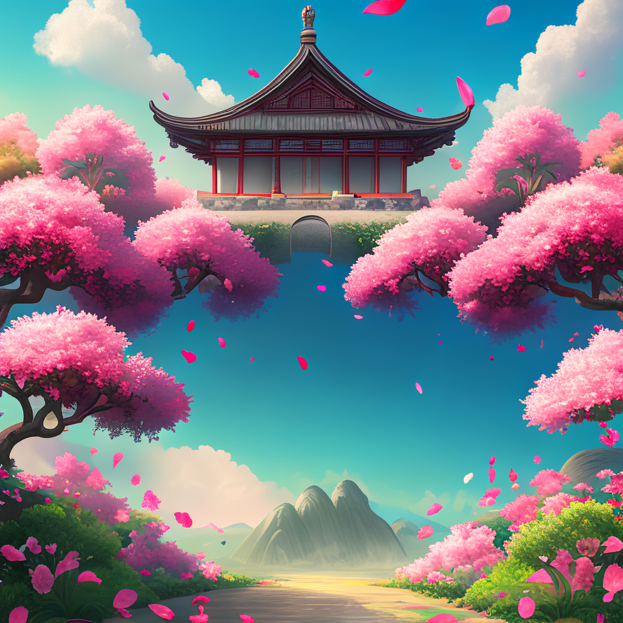 百度ai绘画作品欣赏,关键词,天梯            