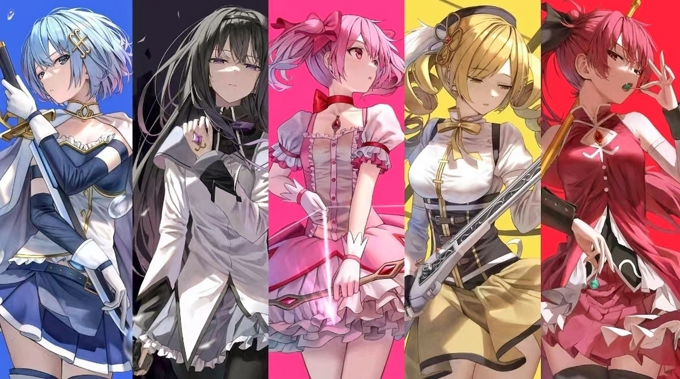 魔法少女小圆,五人都好酷[嘿哈][嘿哈]#二次元# #动漫# 画师:superpig